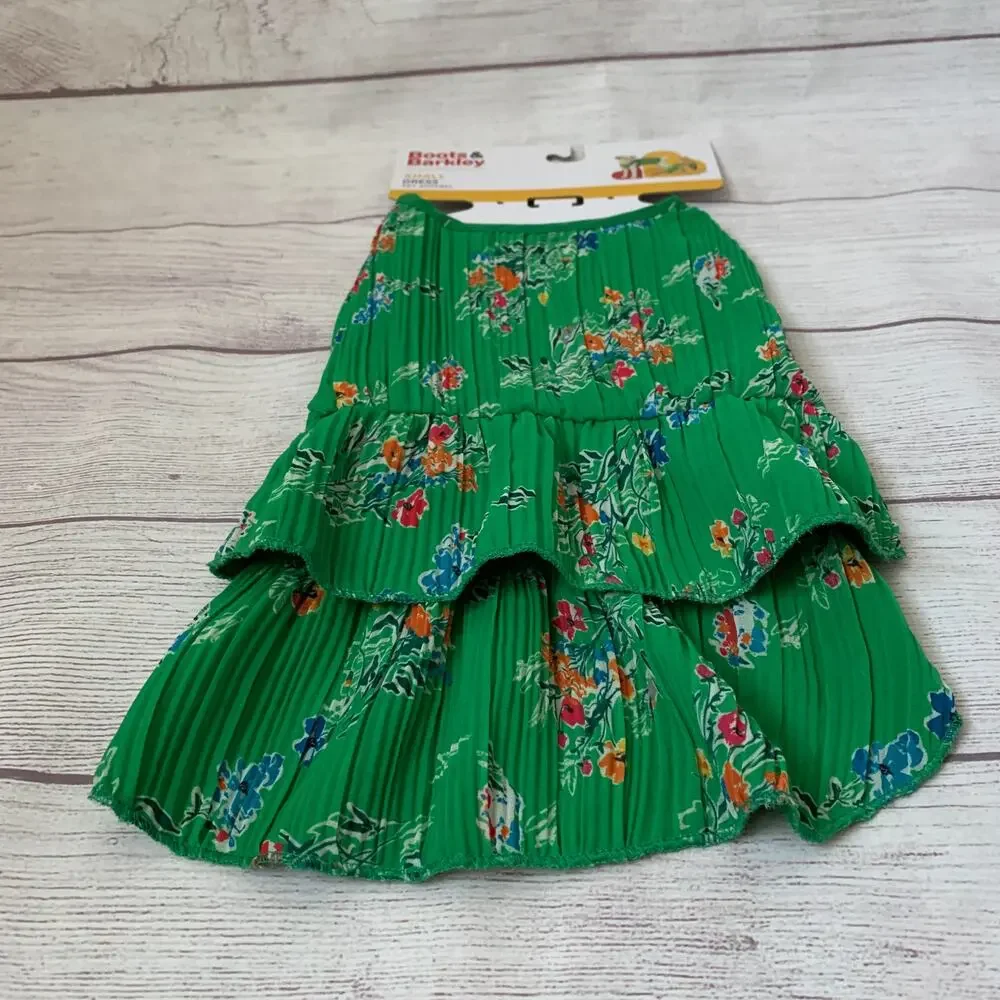 Boots & Barkley Green Floral Pet Dress Cat Dog Size Small Up to 20lbs